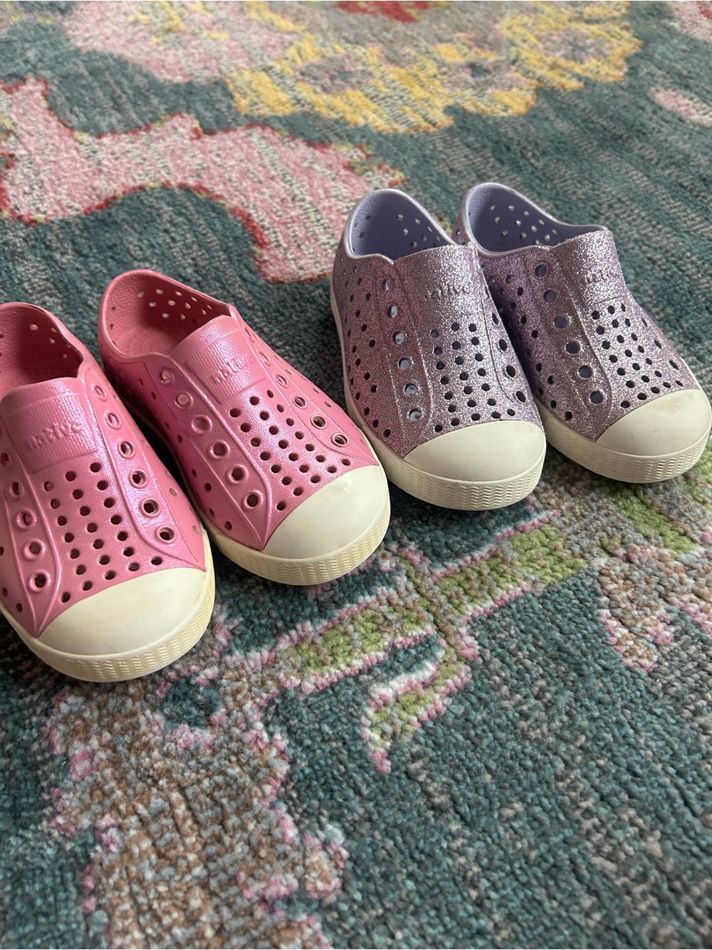 Native Kids Slip-On Water Shoes in Pink and Glitter Purple